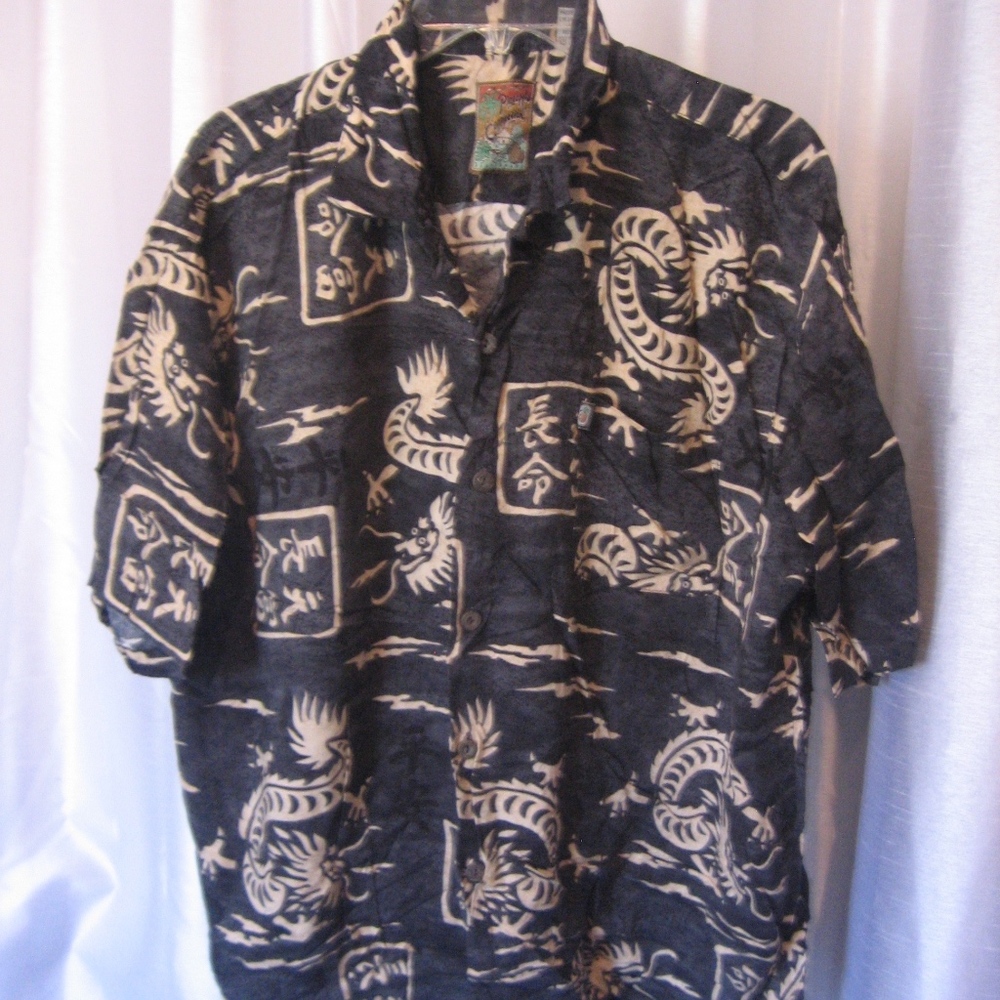 Pineapple Connection Men's Asian Print Shirt Sz XL